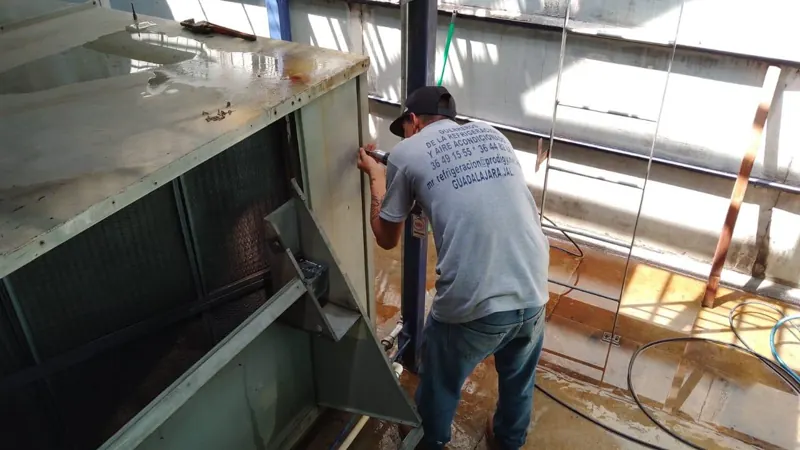 Limpieza de equipo de refrigeración comercial abierto — MR Refrigeración en Guadalajara