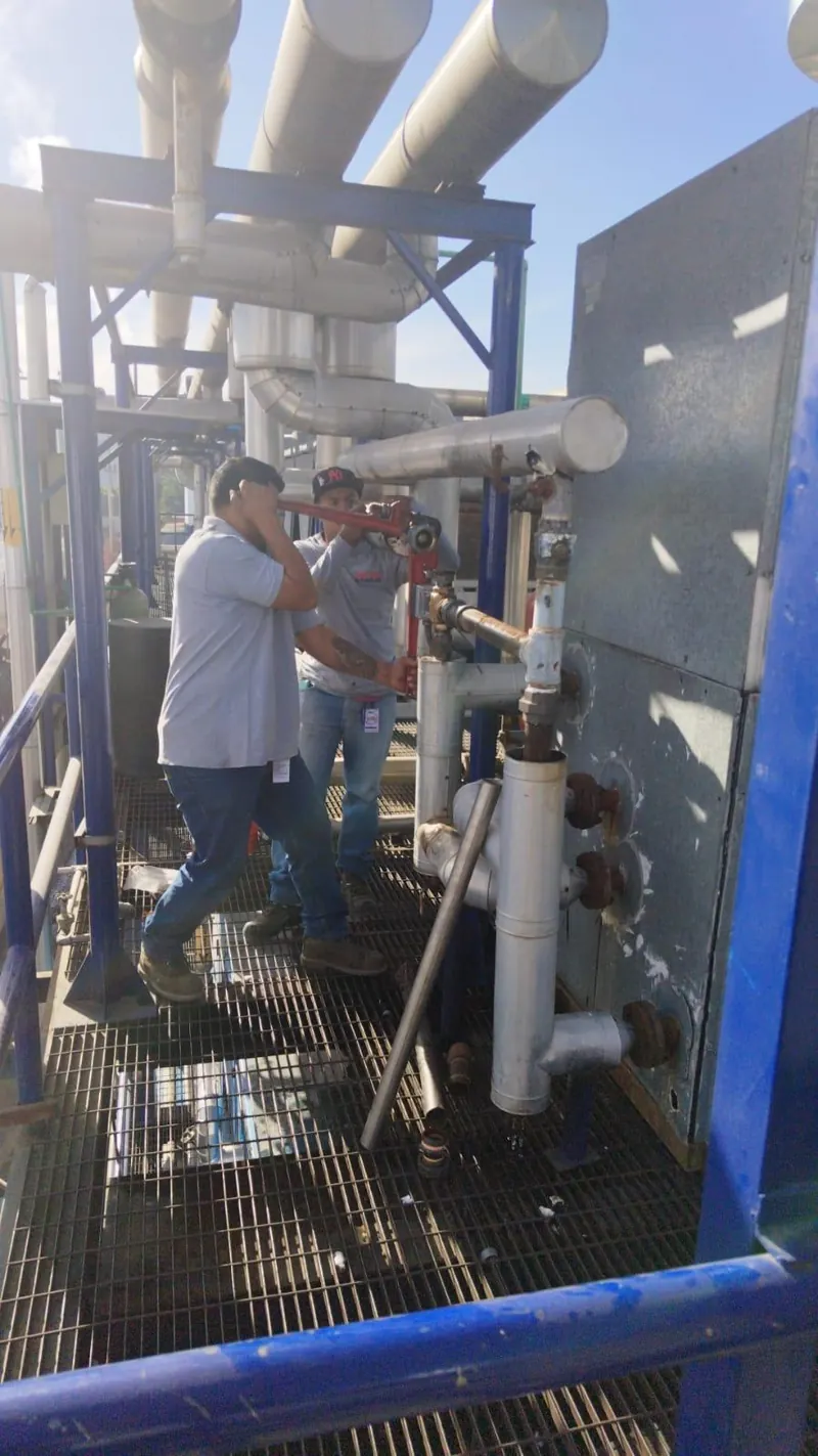 Personal junto a estructura de equipos industriales — MR Refrigeración en Guadalajara