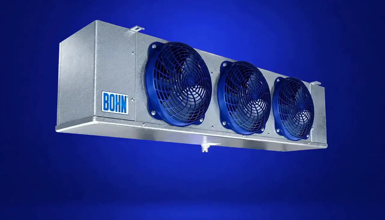 Evaporador Bohn de bajo perfil con tres ventiladores para cámaras de refrigeración